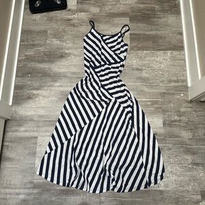 Striped Navy and Light Gray Dress